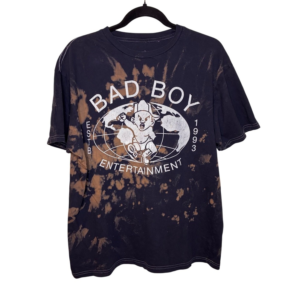 Invisible Bully D-Roc Bad Boy Ent Black Tie Dye Streetwear T-Shirt US L Hip Hop